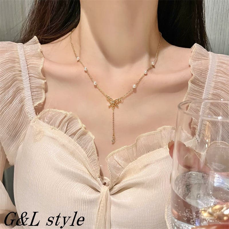 【大人気】SELF PORTRAIT パールリボン ネックレス シルバー リボン ネックレス | ファッション通販サイト NUGU