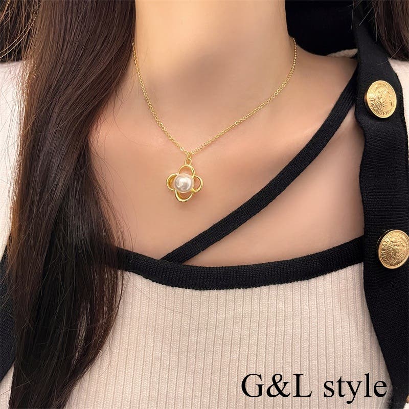 フラワーモチーフパールネックレス 9999[品番：XB000010290]｜G&L