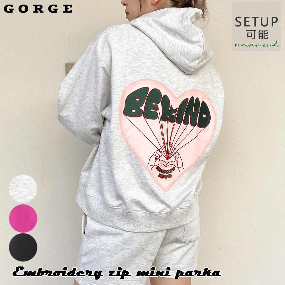 刺しゅうZIPミニ裏毛パーカー[品番：GORW0007672]｜GORGE （ゴージ