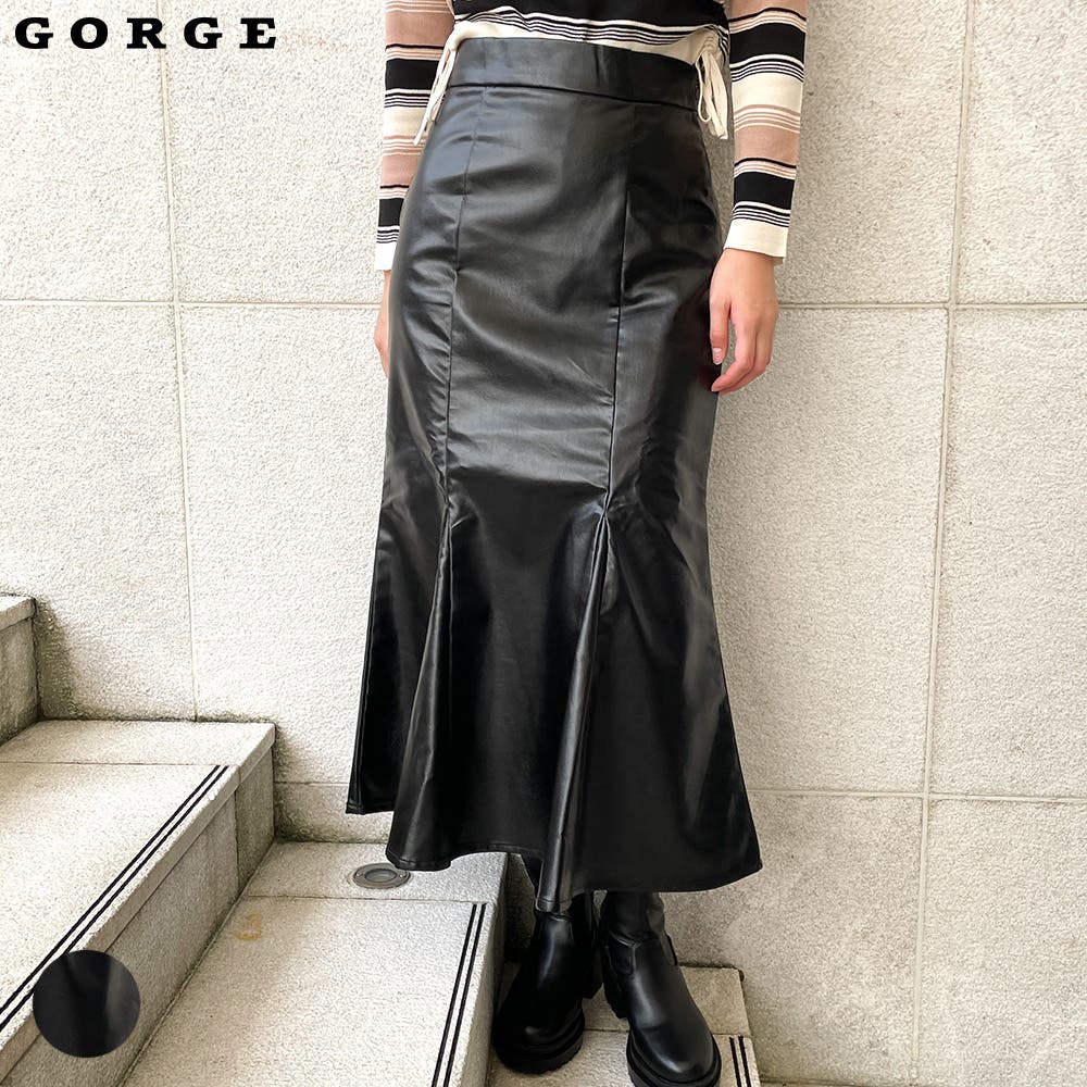 フェイクレザーマーメイドスカート[品番：GORW0008290]｜GORGE