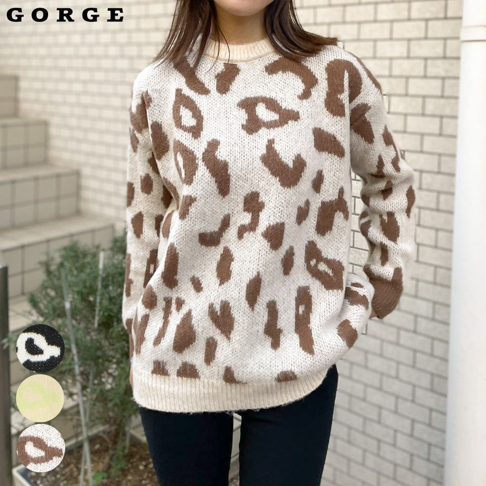 Wade208新品モヘア調 転写 ヒョウ柄ニットセーター・196 1.jpg