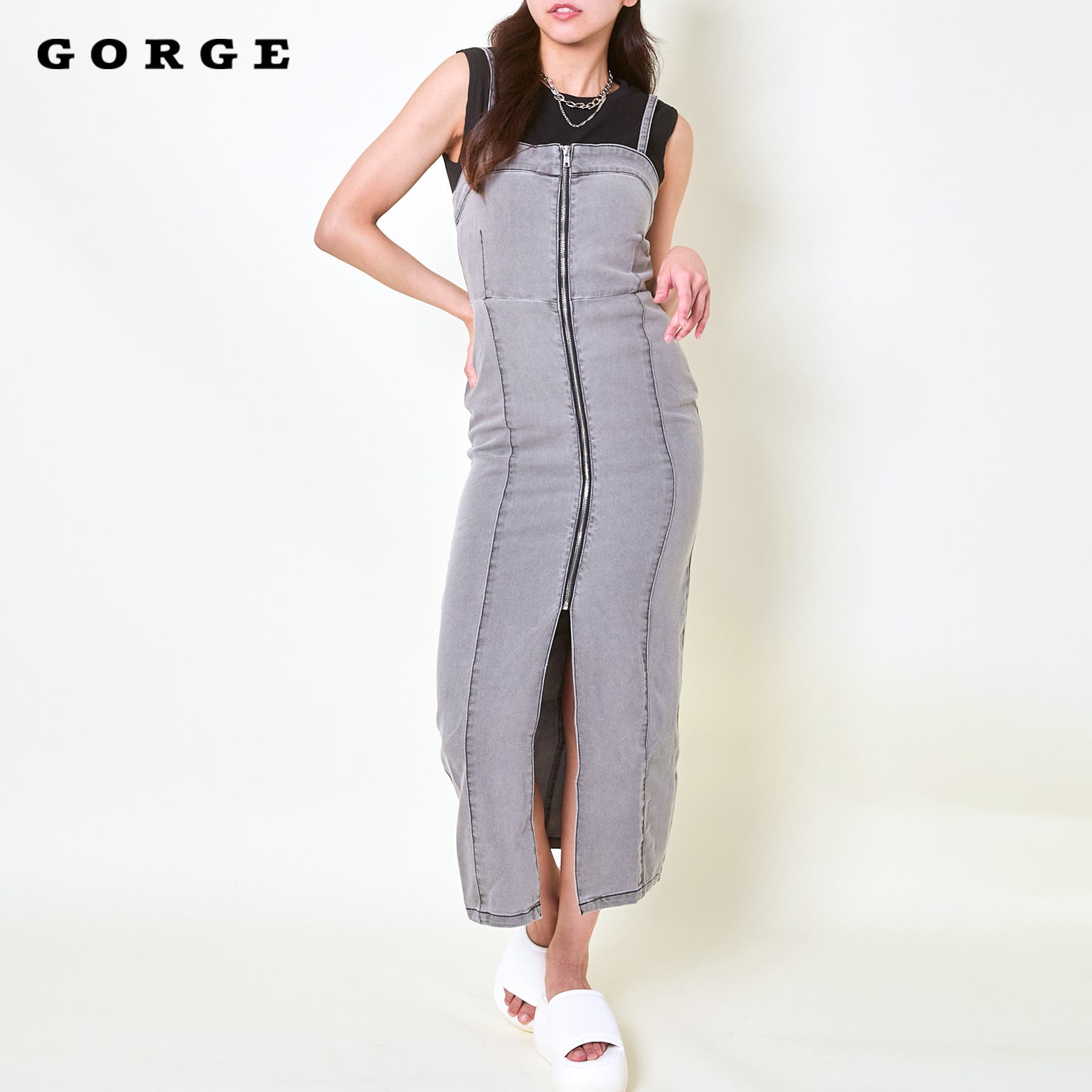 デニムロングスリットワンピース[品番：GORW0008709]｜GORGE