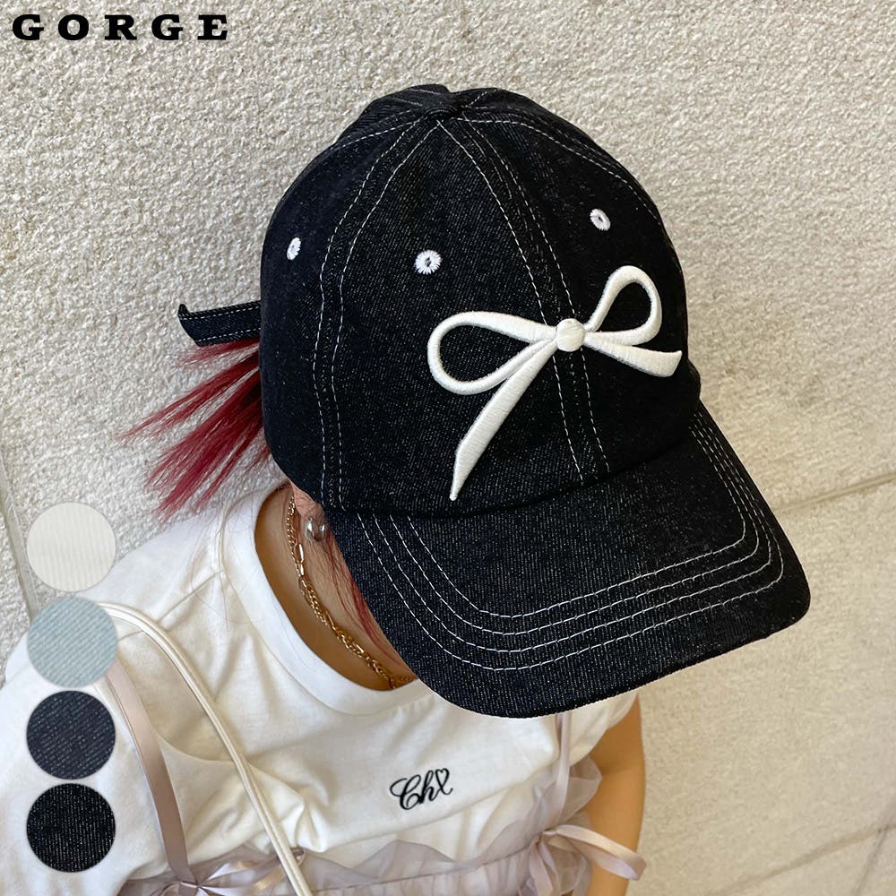 リボン付きダークデニムキャップ デニムリボンCAP[品番：GORW0008939]｜GORGE （ゴージ）の