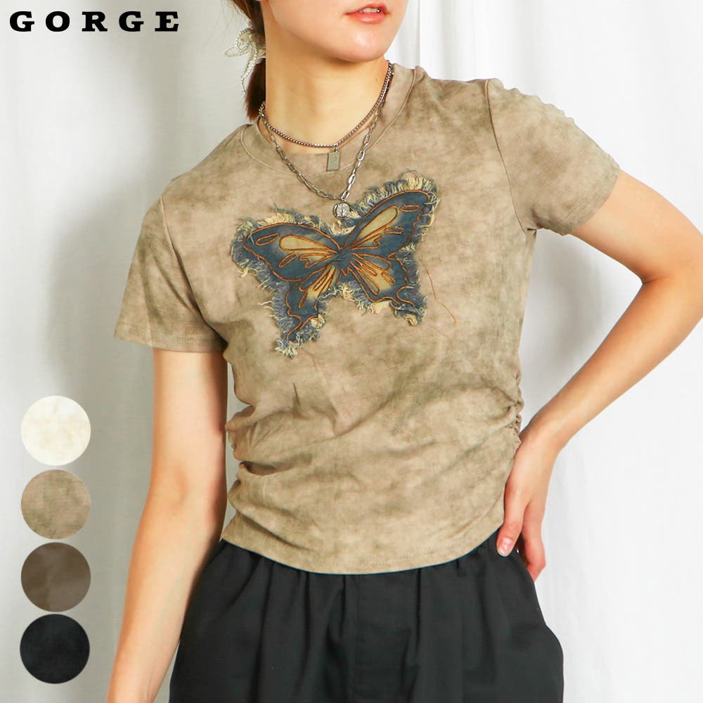 新品　アミリージュ　蝶のグラフィック バタフライプリントZIPTシャツ Free 90's Liberty Graphics Butterfly print T-shirt 1990年代