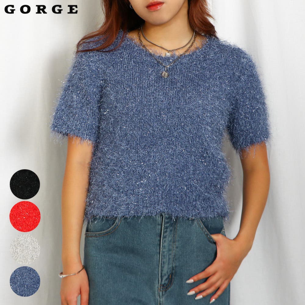 クルーネック半袖ニット（ニット）｜STRASBURGO OUTLET