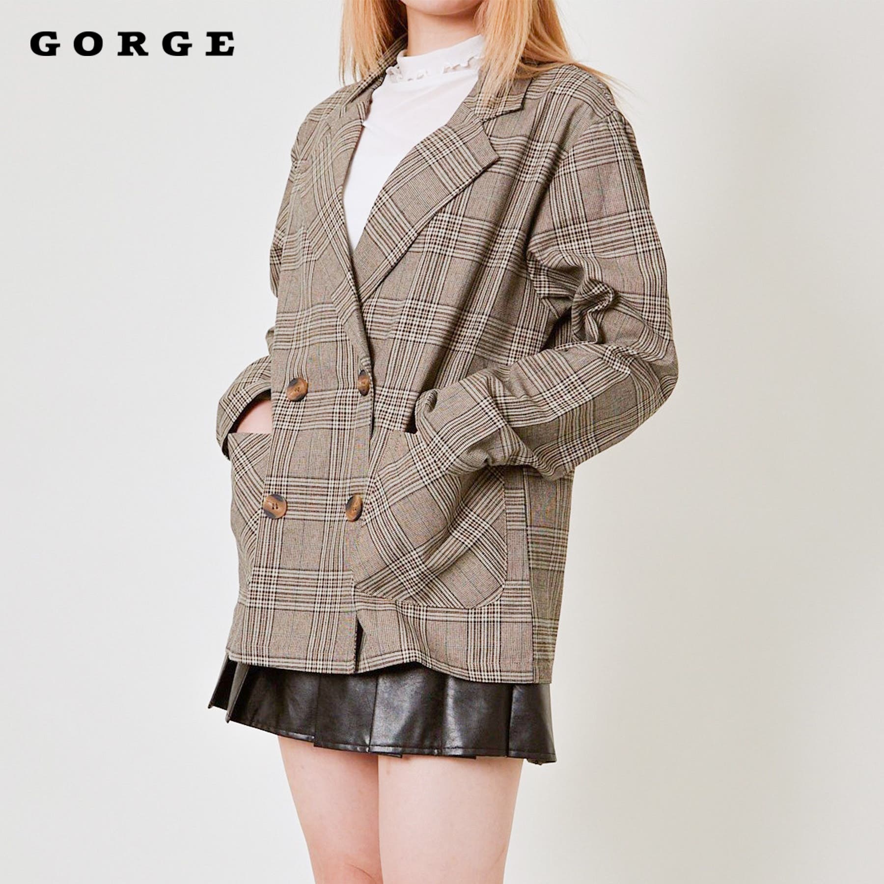 THE TOE ブラウン　チェック テーラードジャケット M THE TOE ブラウン チェック テーラードジャケット M - メルカリ