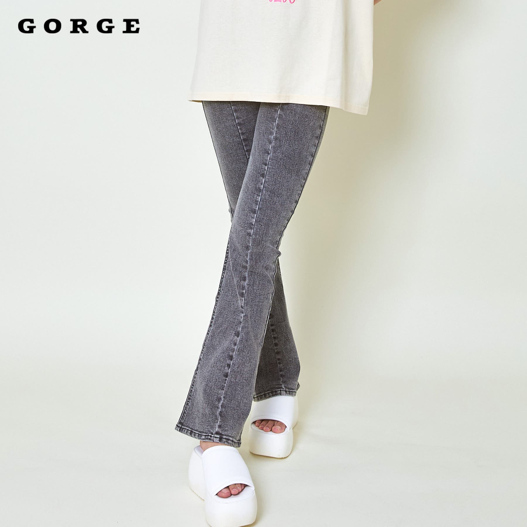 シーニュ⭐︎フレアデニム GYDA ジーンズ デニム デニムパンツ ハイウエストダメージフレア