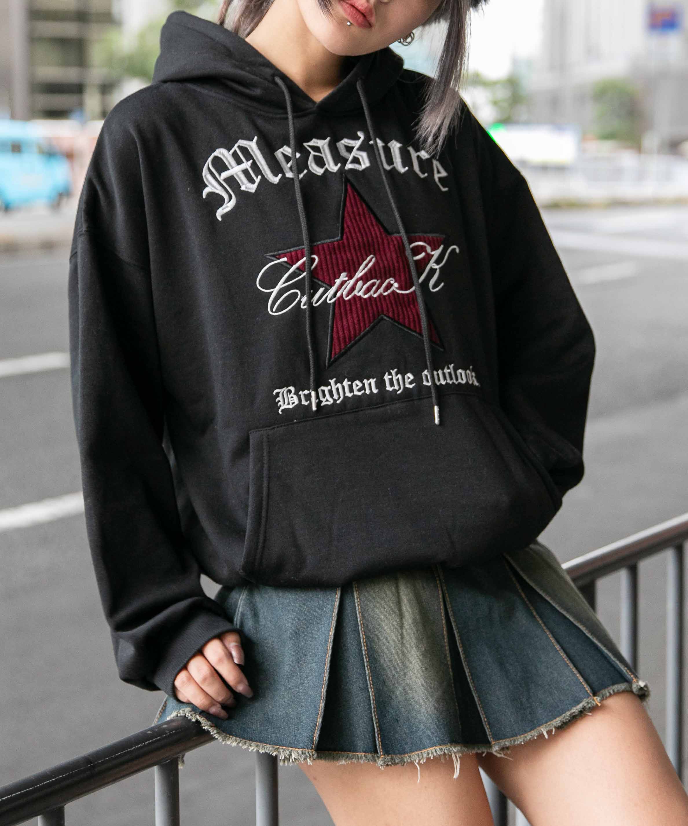 スター×刺繍ロゴ》裏起毛スウェットパーカー 秋冬◎[品番：GORW0010643