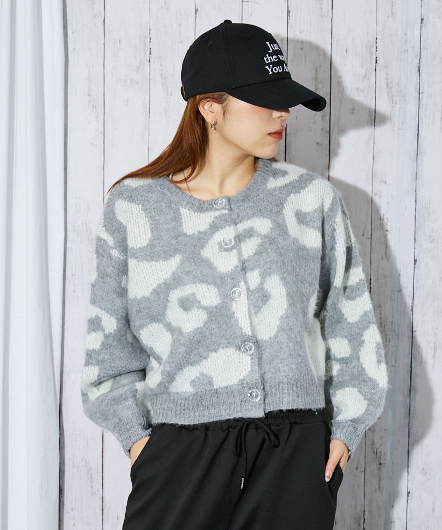 レオパード柄×2WAY仕様》レディース 起毛ニットカーデ／プル