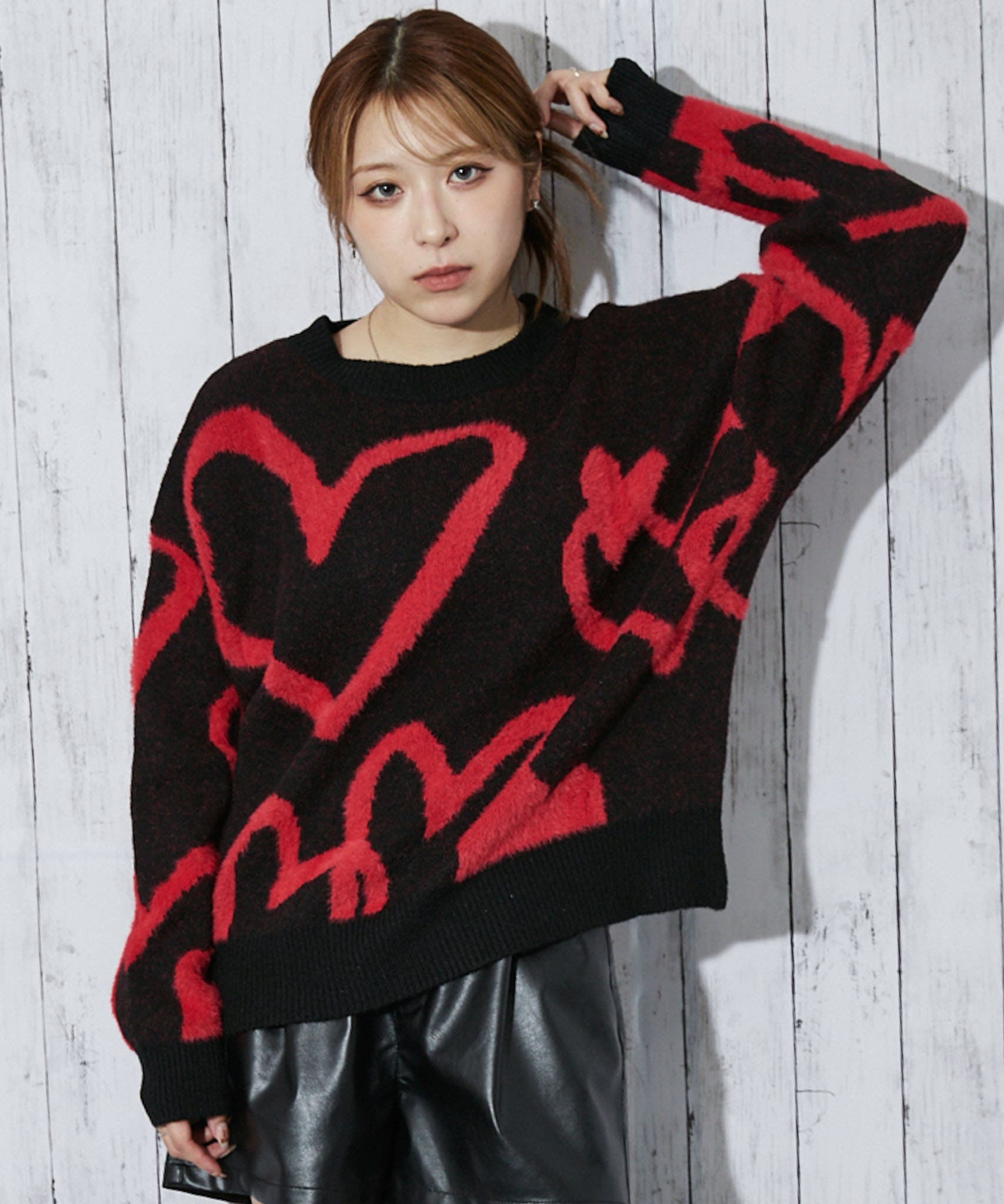 ハートライン×起毛タッチ》レディース ニットプルオーバー ゆる