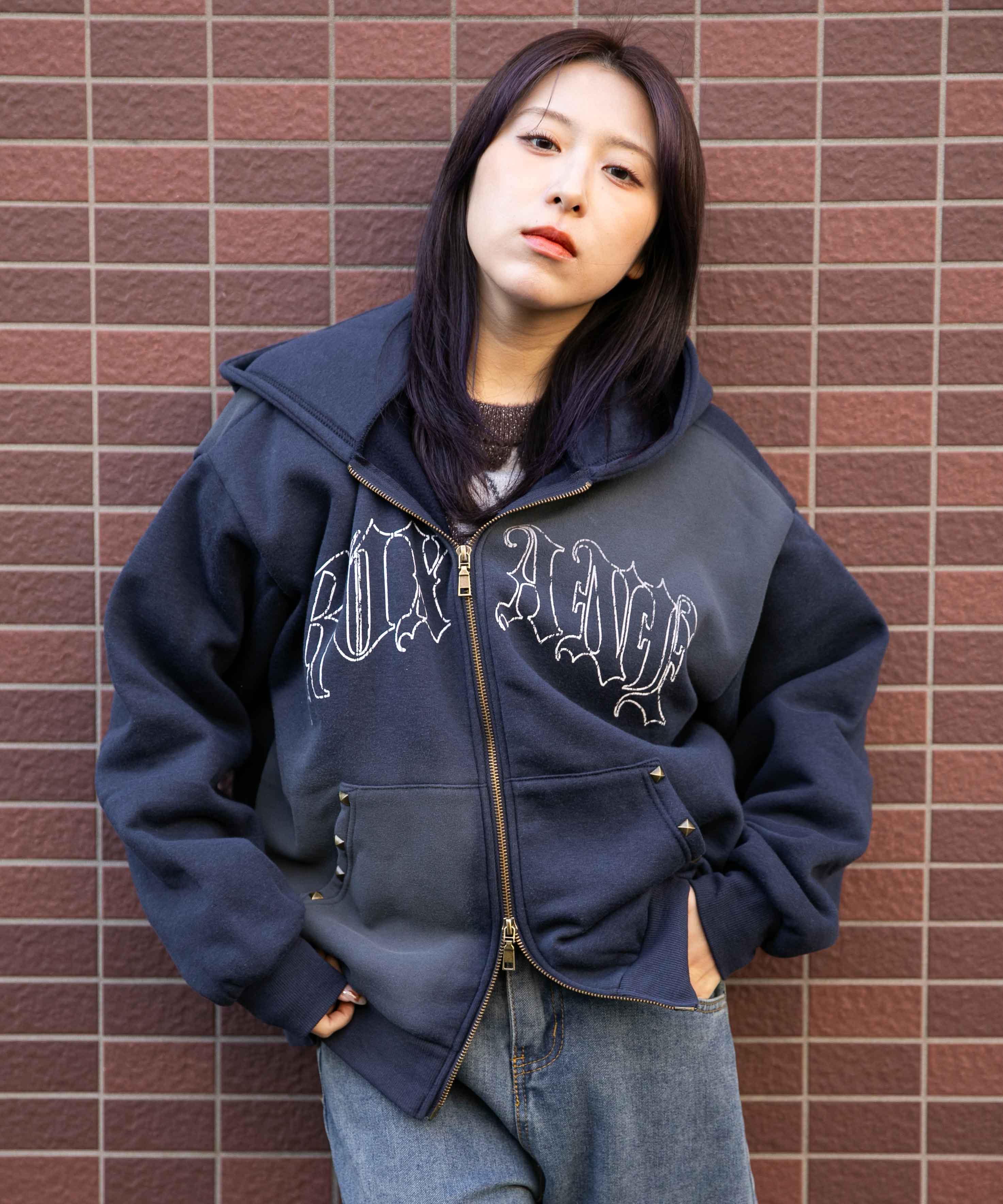 スカラー　カラフルアートプリント裏起毛ジップパーカー スカラー カラフルアートプリント裏起毛ジップパーカー