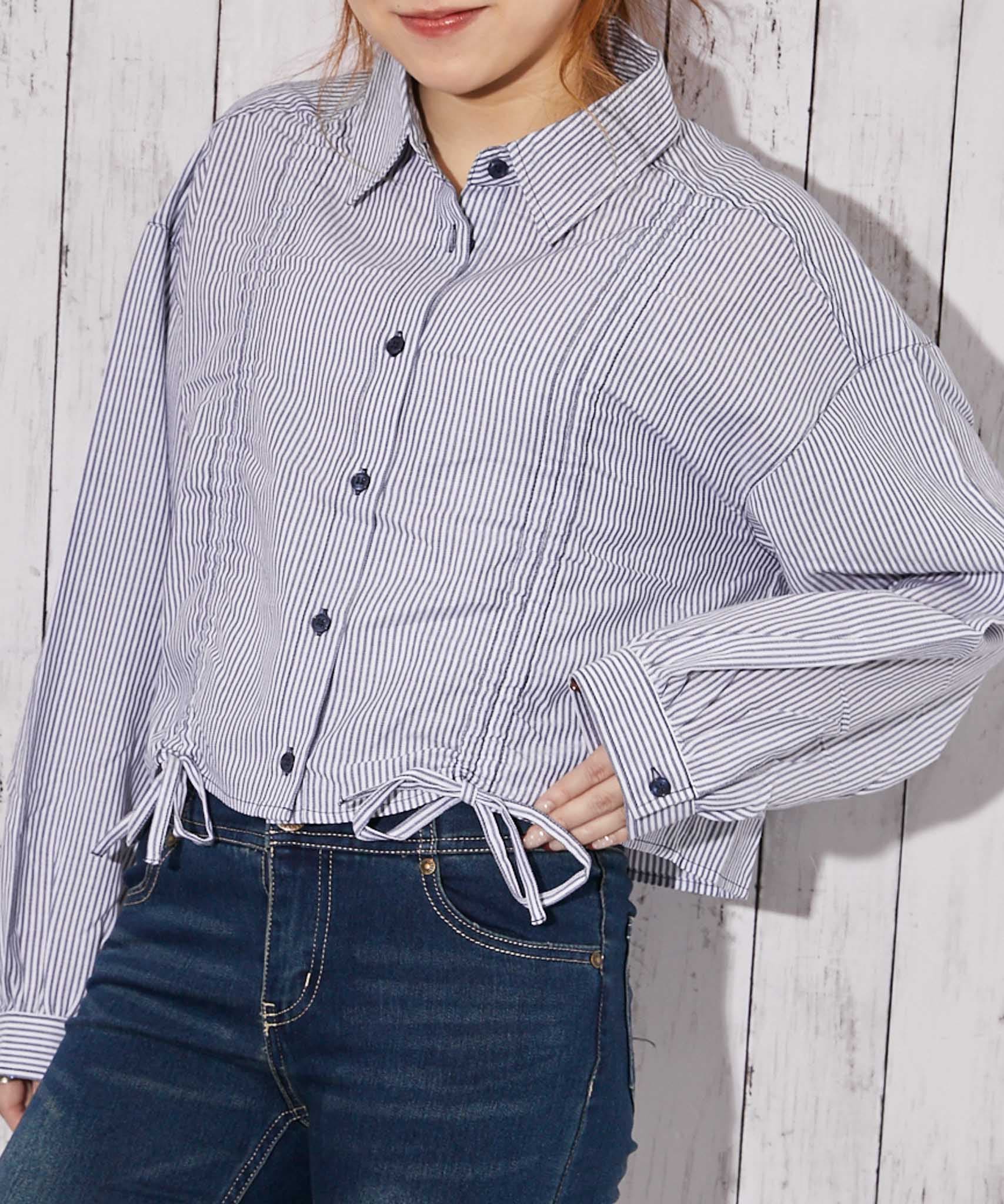 Vintage シャネル シャツ ブラウス コットン ストライプ ダブルカフス CHANEL - Vintage シャネル シャツ ブラウス コットン ストライプ