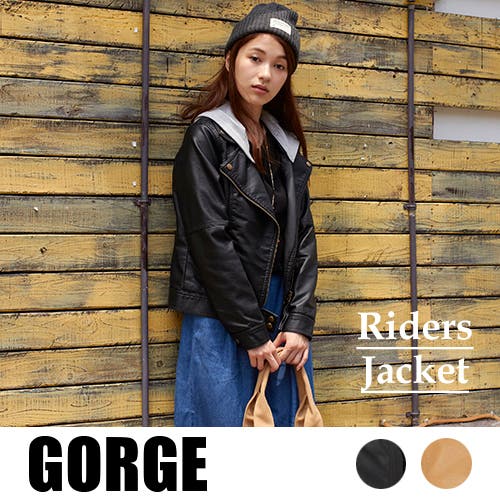 フード付きライダース風ジャケット フード付きライダース風スウェットオーバーアウター（その他アウター