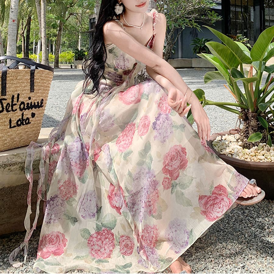 未使用級✨13万 フォクシー コーラル Aライン フレアワンピース プリーツ バイカラープリーツワンピース[品番：IGAW0003499]｜axes femme