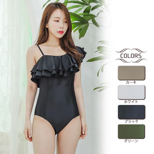 専用　ブラック ワンショルダー ワンピース水着 swim-02424 ワンショルダー ワンピース 水着 ブラック | L