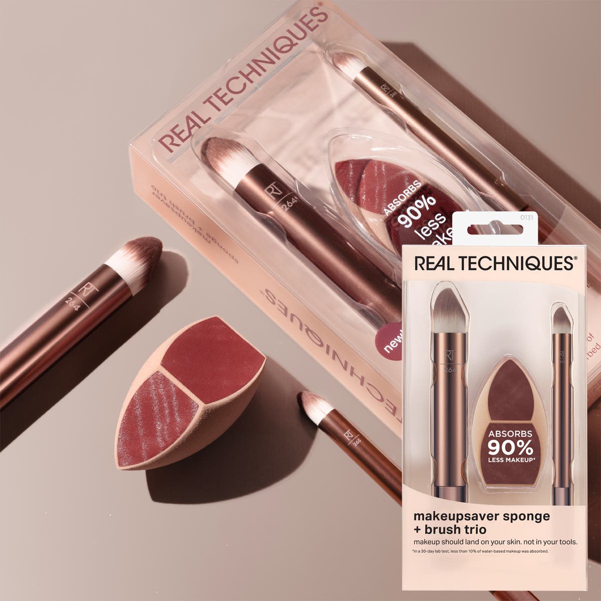メイク道具 Real Techniques メイクアップセーバースポンジ+ブラシトリオ[品番