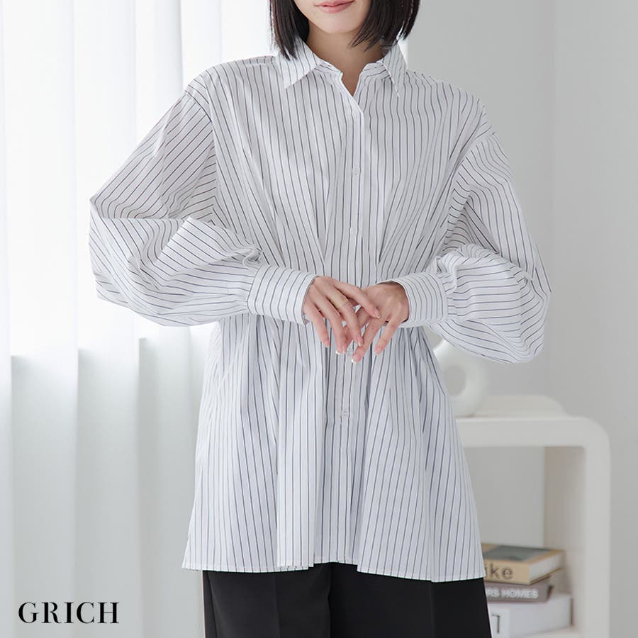 ストライプ シャツ ブラウス[品番：GW000004687]｜Growing Rich