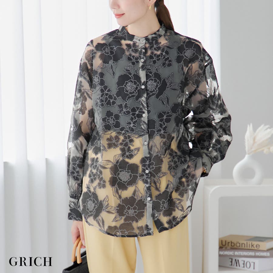 バンドカラーシャツ シャツ ブラウス[品番：GW000004689]｜Growing