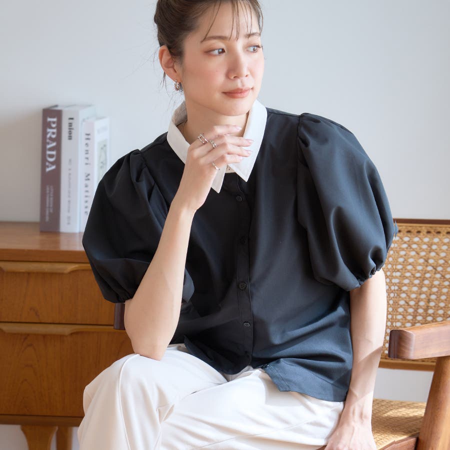 配色 ボリューム袖 ブラウス[品番：GW000004941]｜Growing Rich