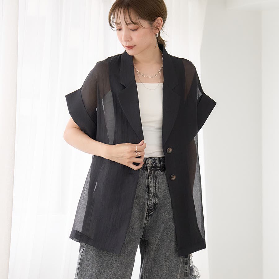 半袖シアーフォルムジャケット 半袖シアーシャツジャケット