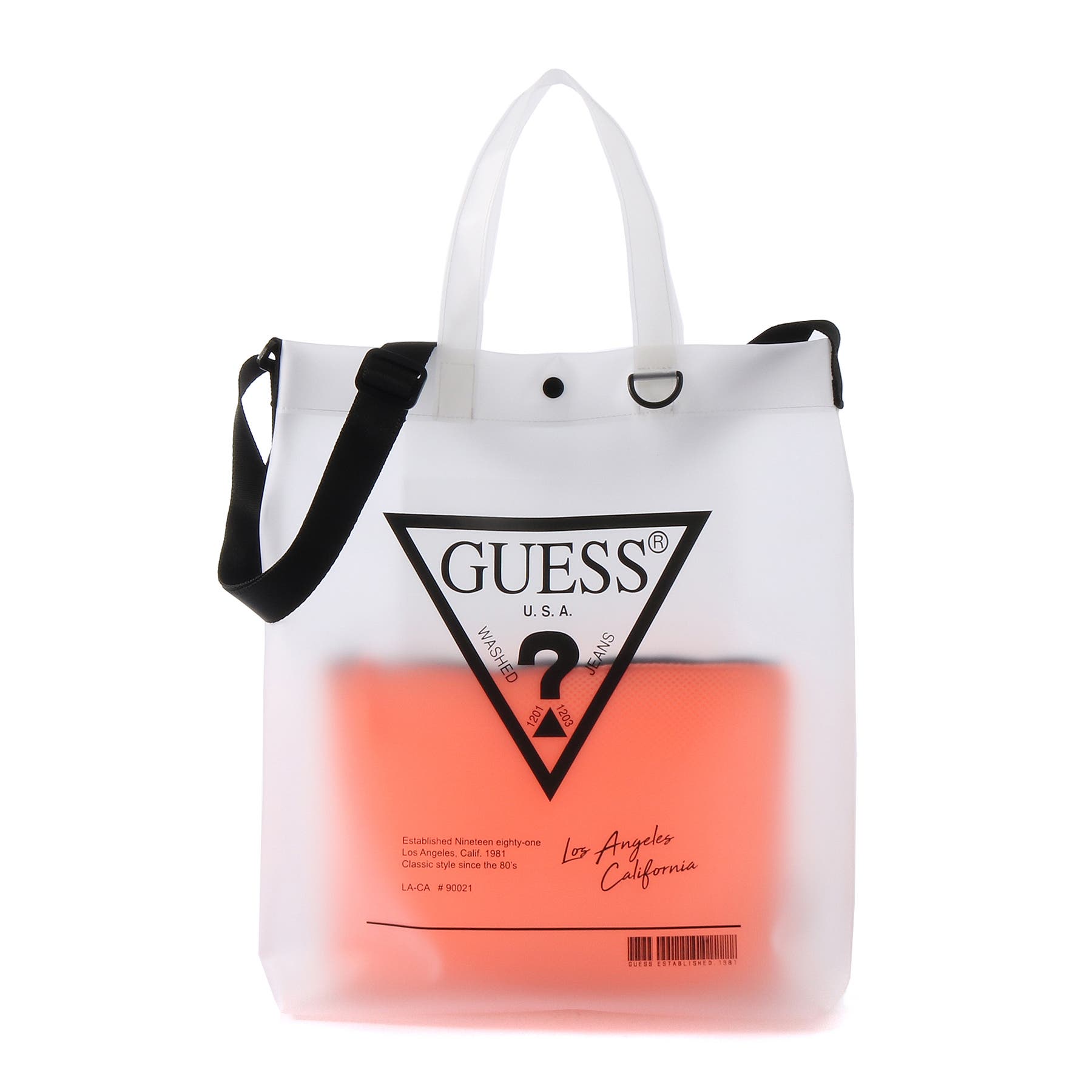 【GUESS ゲス】ARNELA 光沢 SOFT SHINY トートバッグ GUESS ゲス バッグ XG849306 BLACK AMARA ブラック 2way 型抜き