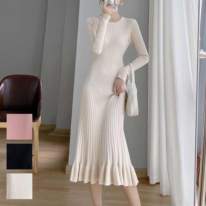 ワンピース hanan ワンピース ニットワンピース マキシ丈[品番：HNAW0003781