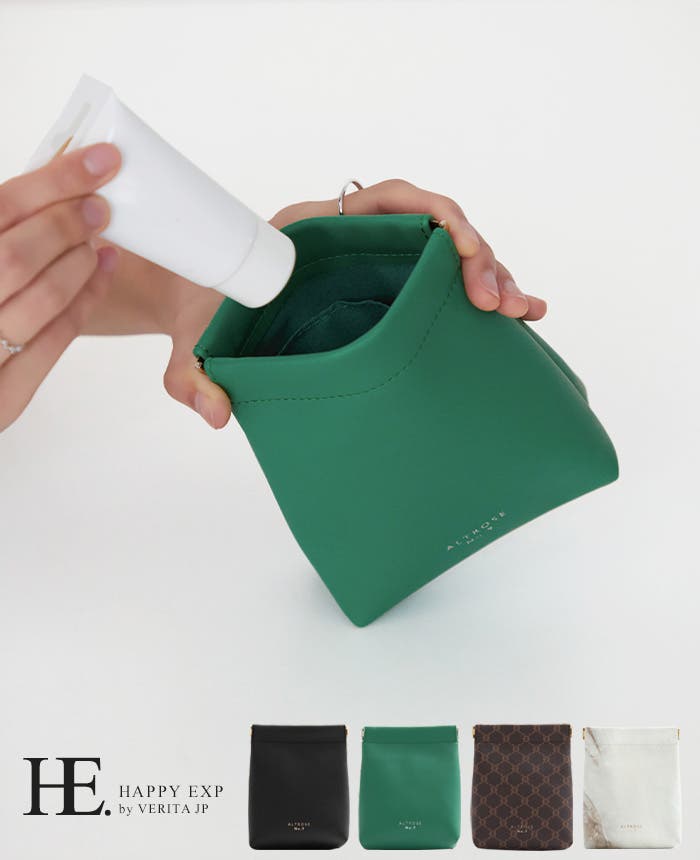 CERCA｜Pochi Pouch/(W)PUレザーワンタッチバネ口マルチポーチ