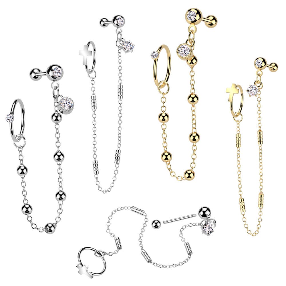 pon*　ピアスおまとめ 軟骨ピアス 18G チェーン[品番：PW000005795]｜ピアス専門店