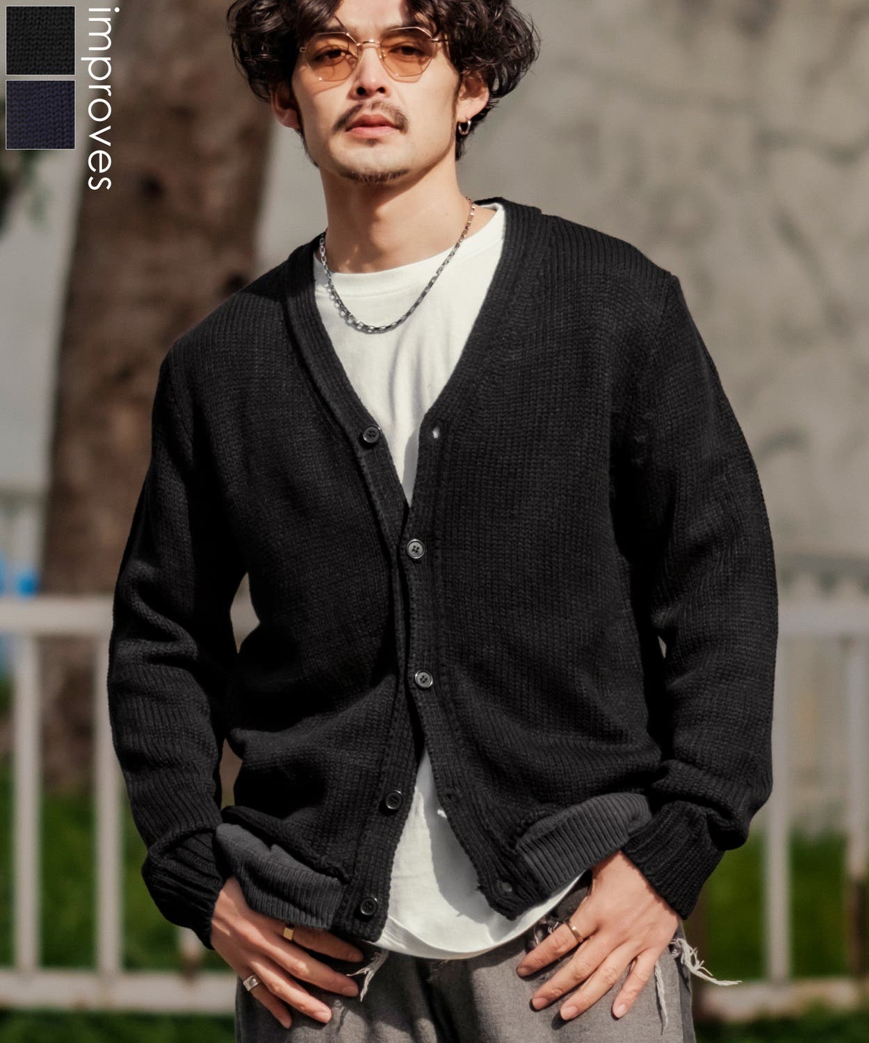 Y's for men 麻素材　切り替え　カーディガン 20344.jpg