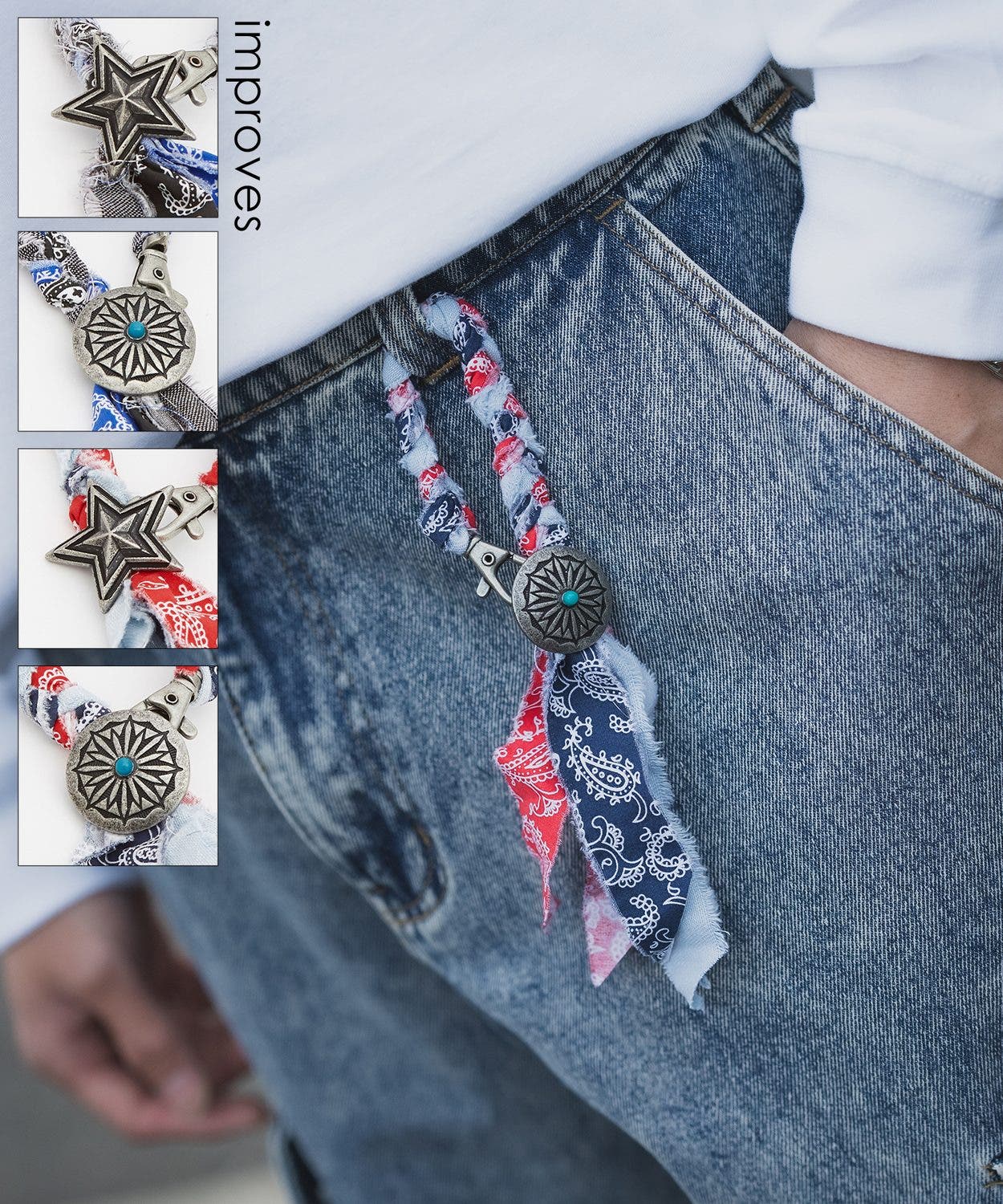 キーホルダー メンズ バンダナ柄[品番：IP000006603]｜improves（イン