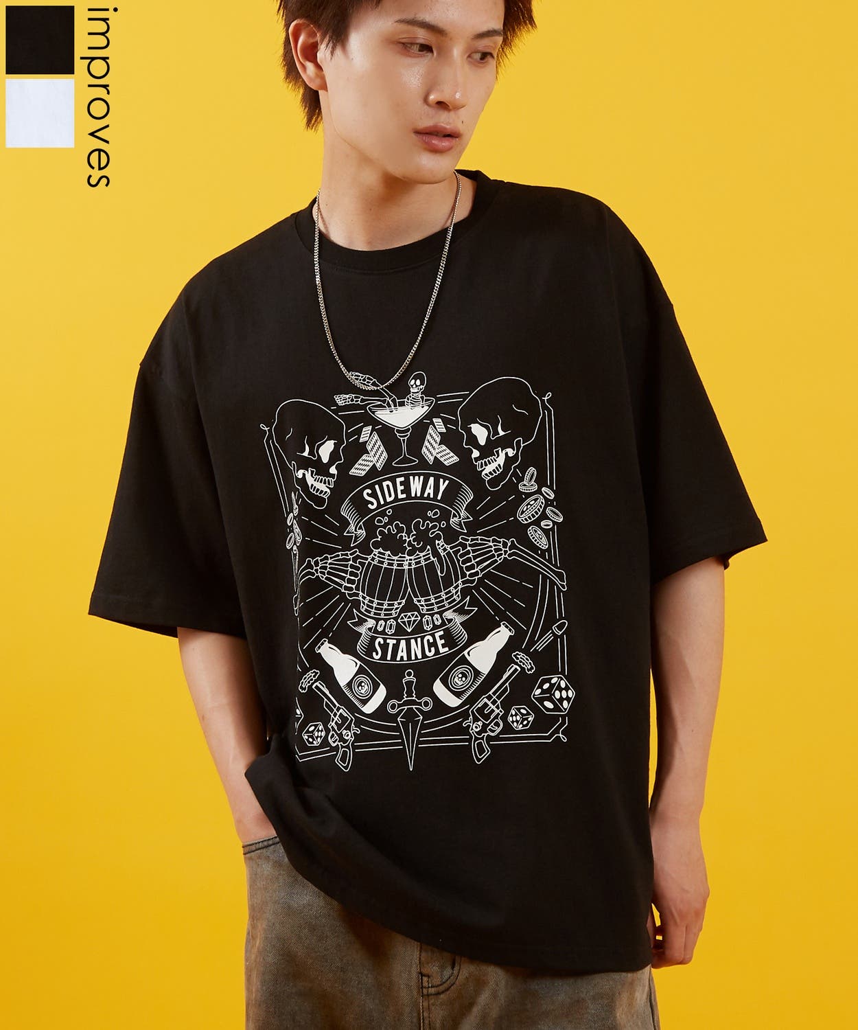 メンズ トップス Tシャツ 英字 ネオン vi-1159 Tシャツ メンズ SIDEWAY[品番：IP000007181]｜improves（イン