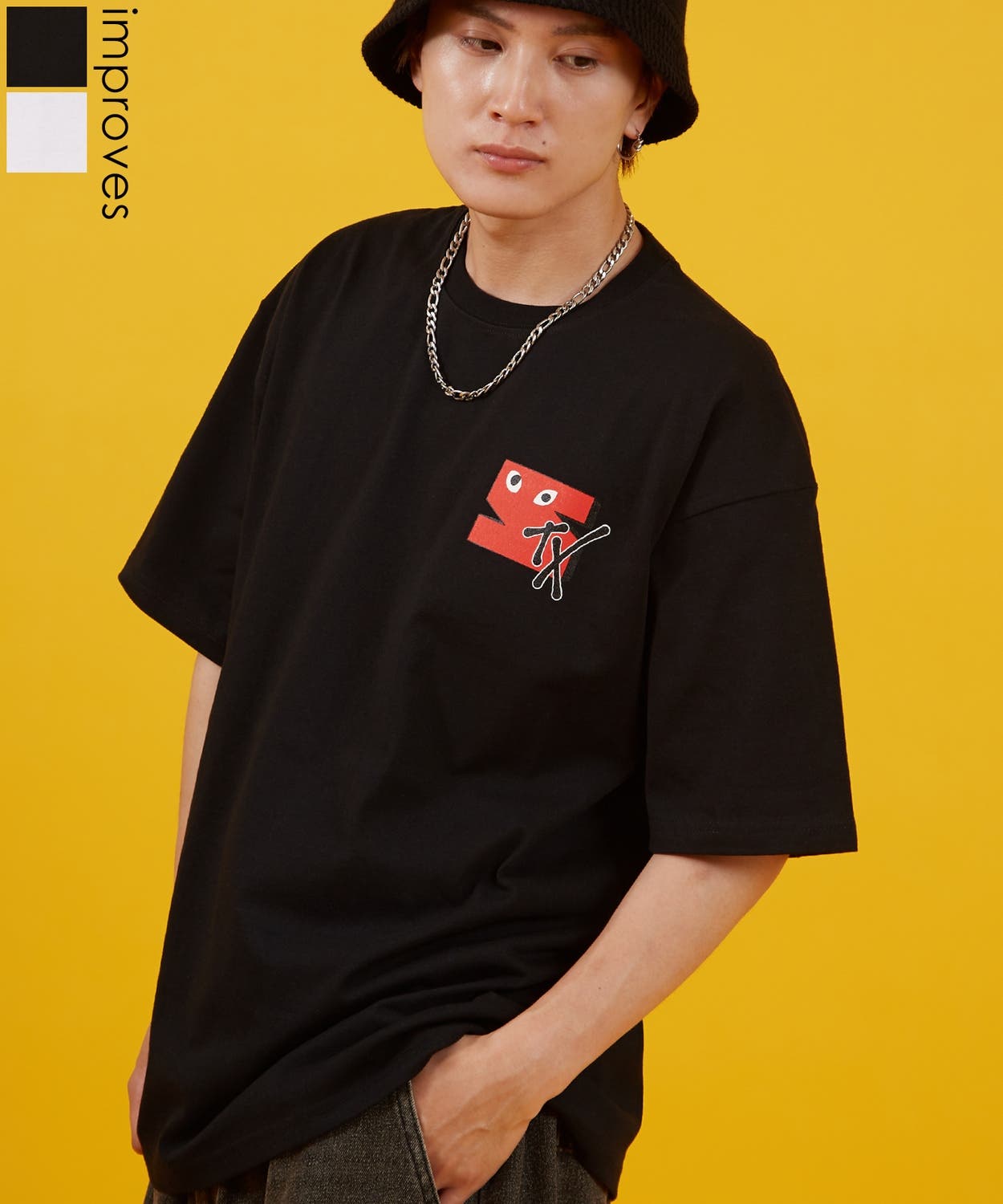 【improves/インプローブス】improves カットソー メンズ SIDEWAY STANCE サイドウェイスタンス 半袖 Tシャツ アイズ STX プリント アメカジ カジュアル Y2K ストリート 古着MIX 韓国ファッション 通販 服 ブラック SHOPLIST/ショップリスト