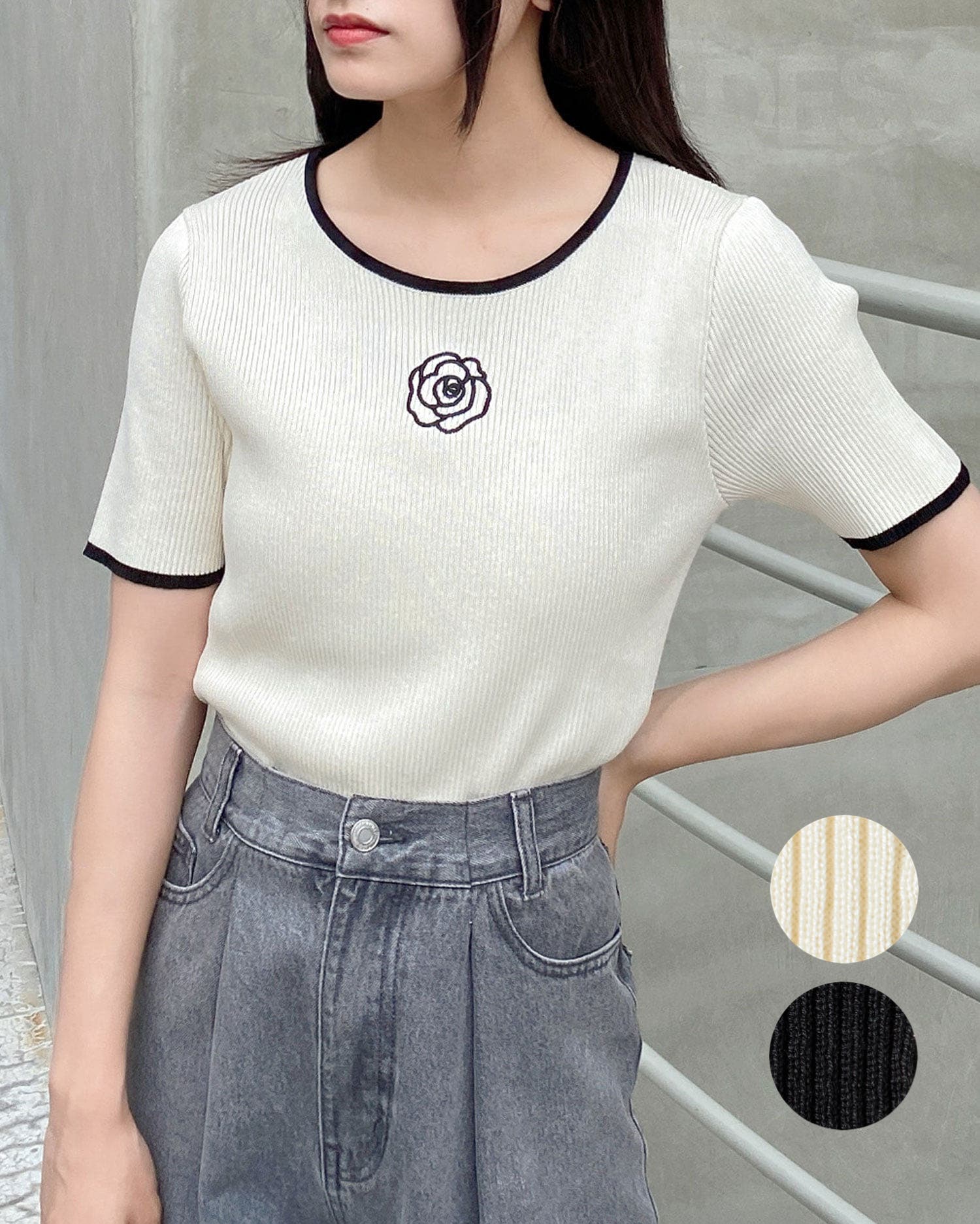 12G配色フラワー刺繍ニット[品番：INGW0010109]｜INGNI （イング