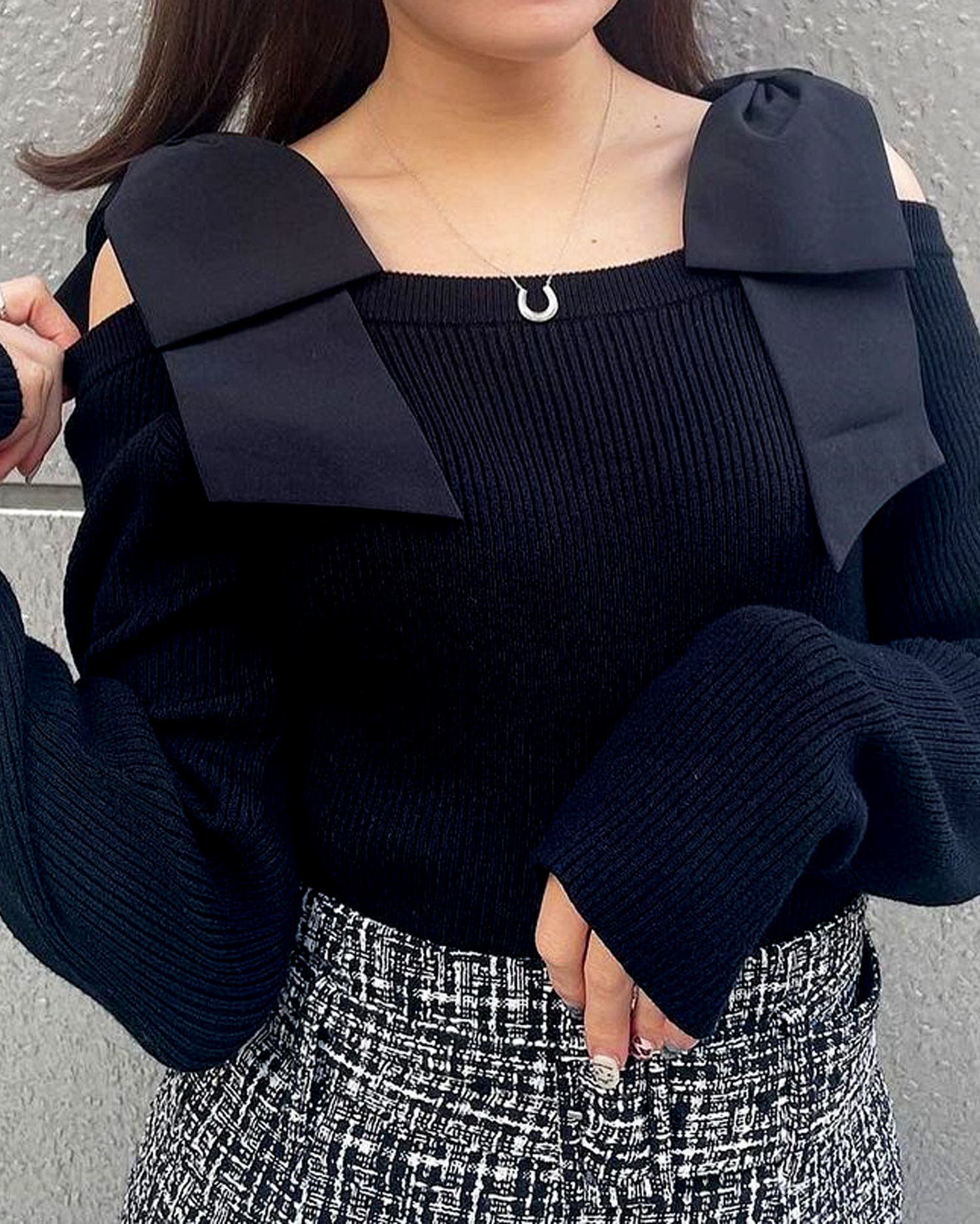 INGNI｜12G肩リボンオフショルニット | Rakuten Fashion(楽天