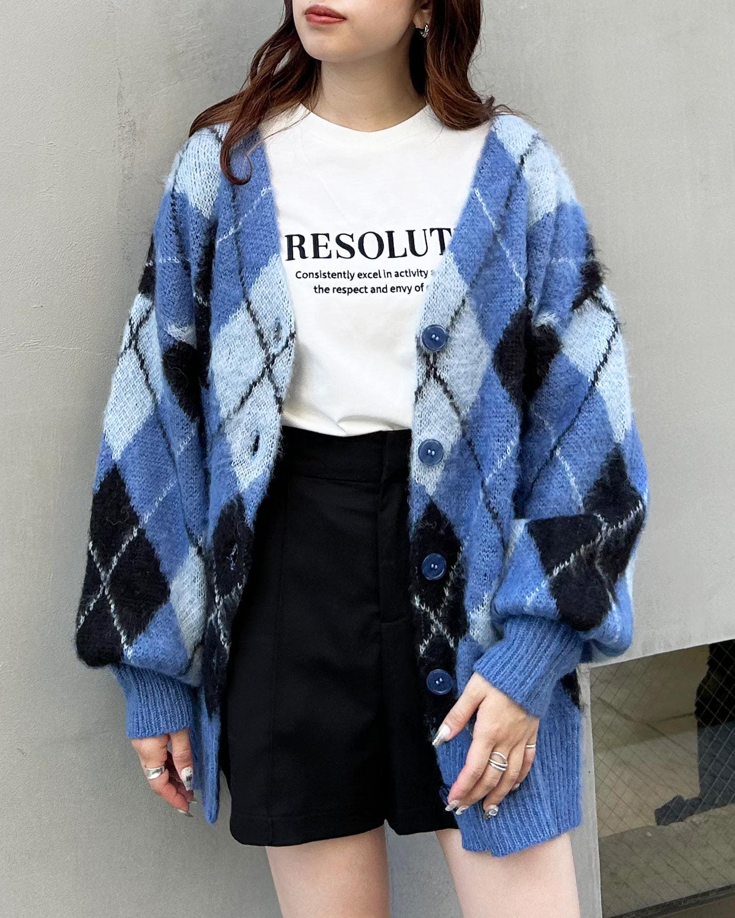7Gアーガイル柄シャギーニットCD[品番：INGW0009549]｜INGNI