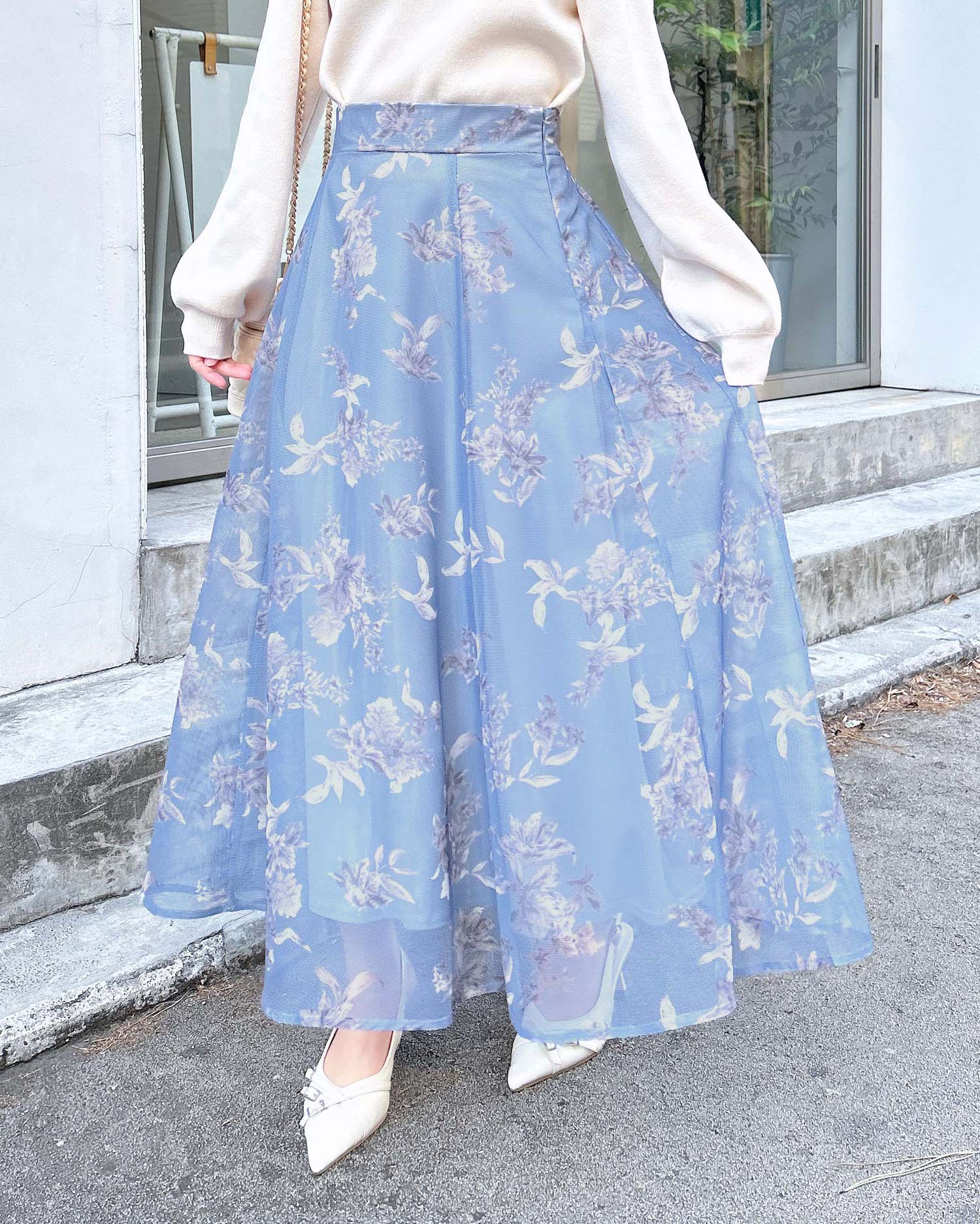 極美品✨PLEATS PLEASE 花柄　水色　花柄　ノースリーブ　メッシュ 花柄メッシュフレアスカート[品番：INGW0010671]｜INGNI （イング