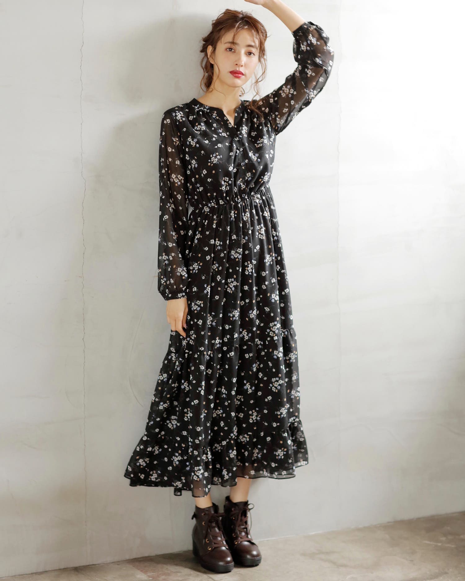 ♡NINE♡ 安室ちゃん PV着用 ナイン 花柄 シルクシフォン ガウン ♡NINE♡ 安室ちゃん PV着用 ナイン 花柄 シルクシフォン ガウン