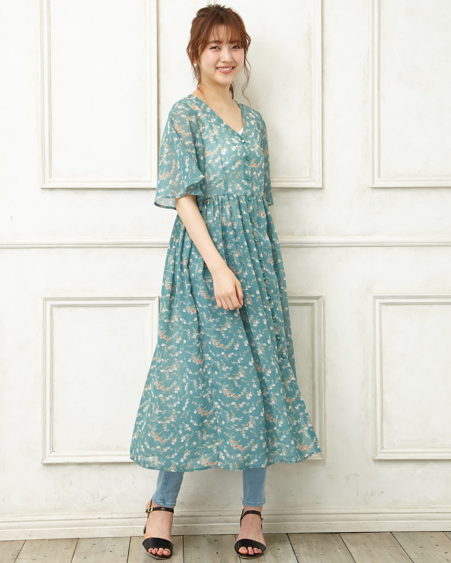 花柄シフォン/ガウン[品番：INGW0004959]｜INGNI （イング