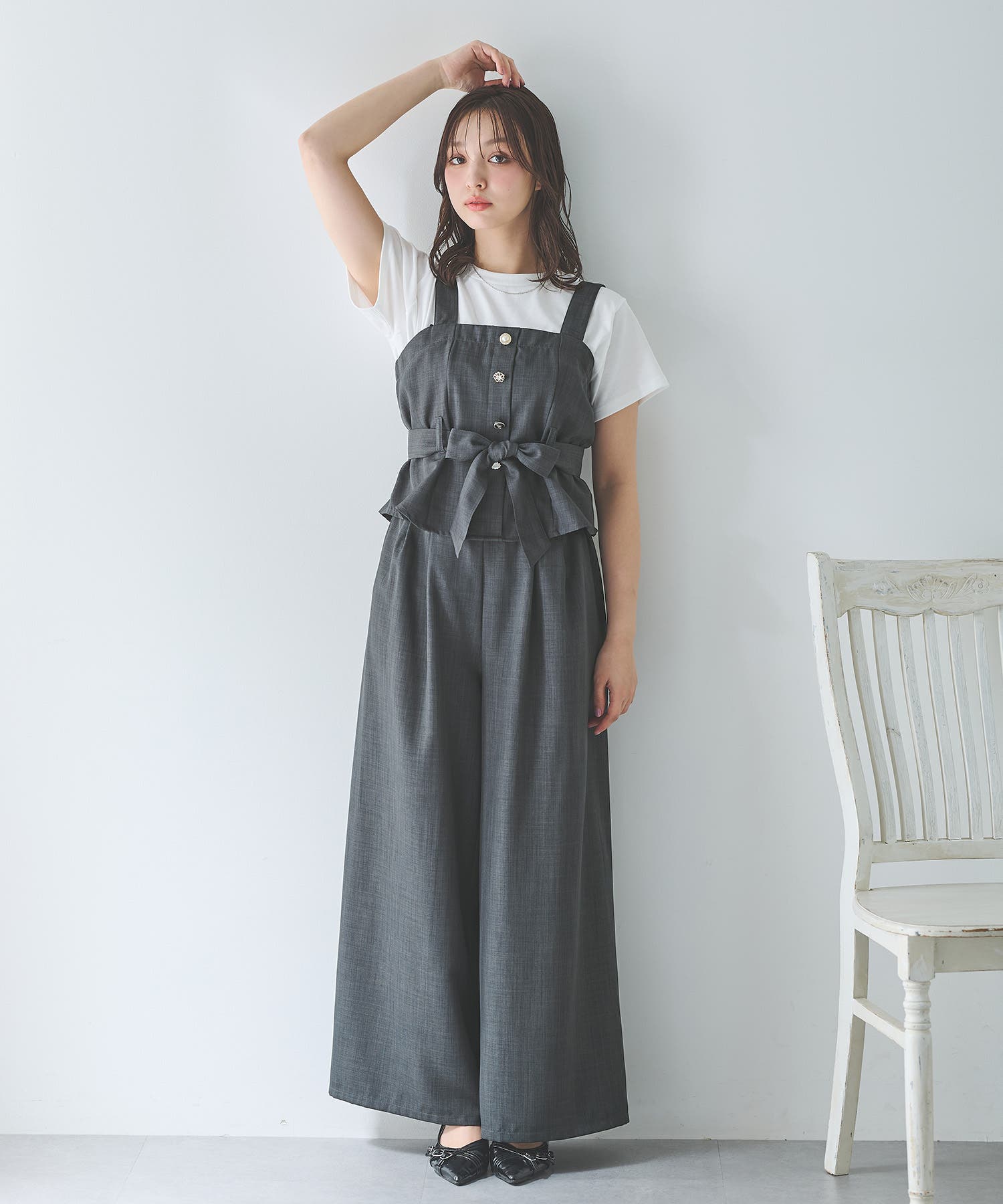 WEB限定】多種ボタンキャミ+ワイドパンツ[品番：INGW0010670