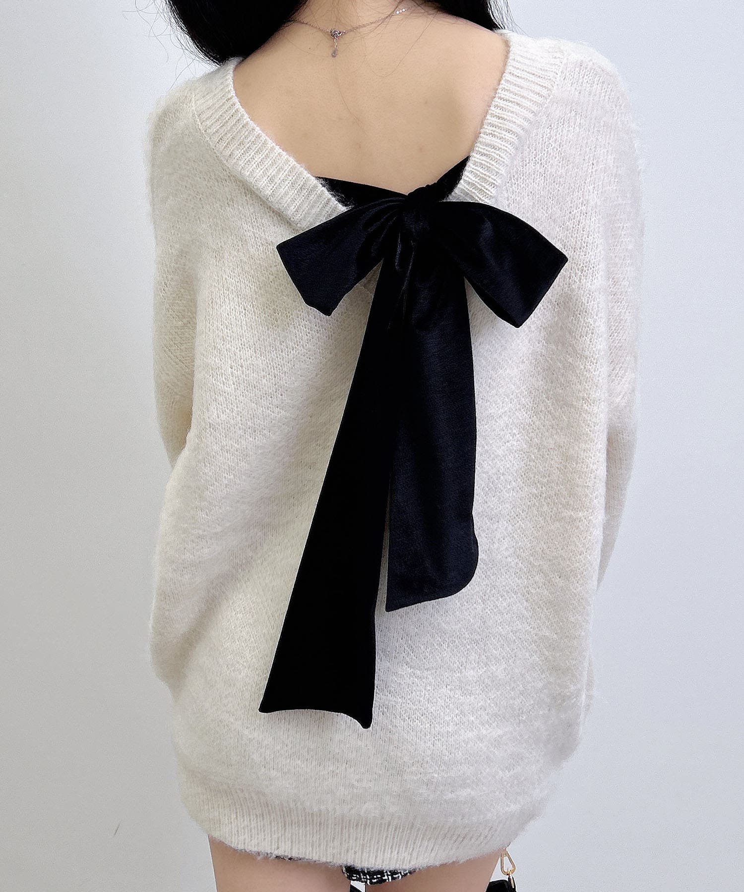 美品　45R45rpm フロート縮絨のチュニックニット 圧縮セーター リボン 45R】ニット｜1977年創業、日本の服。丈夫で長持ち、気持ちの良い服