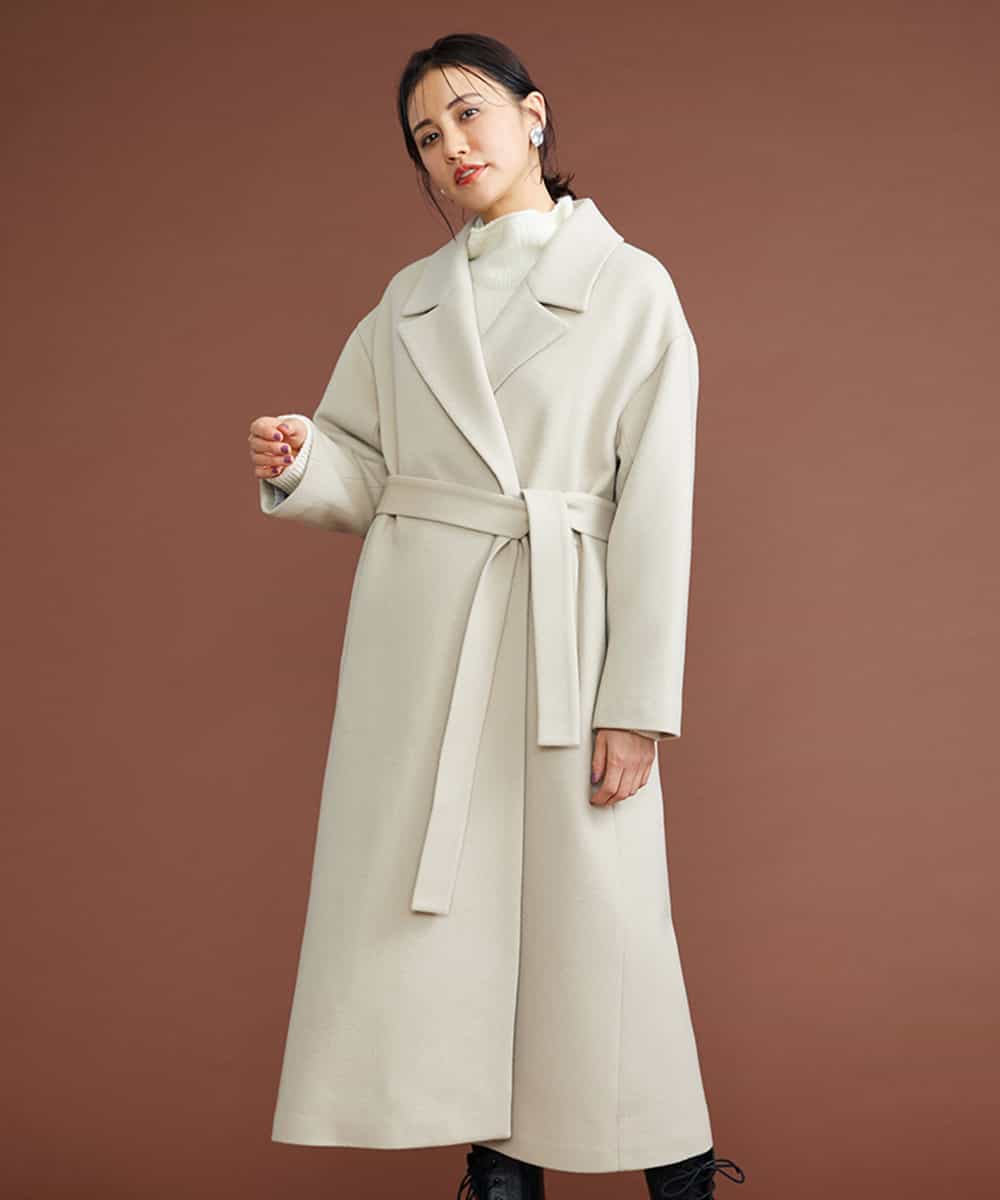 美品】 BENNU フーデッドロングチェスターコート 44