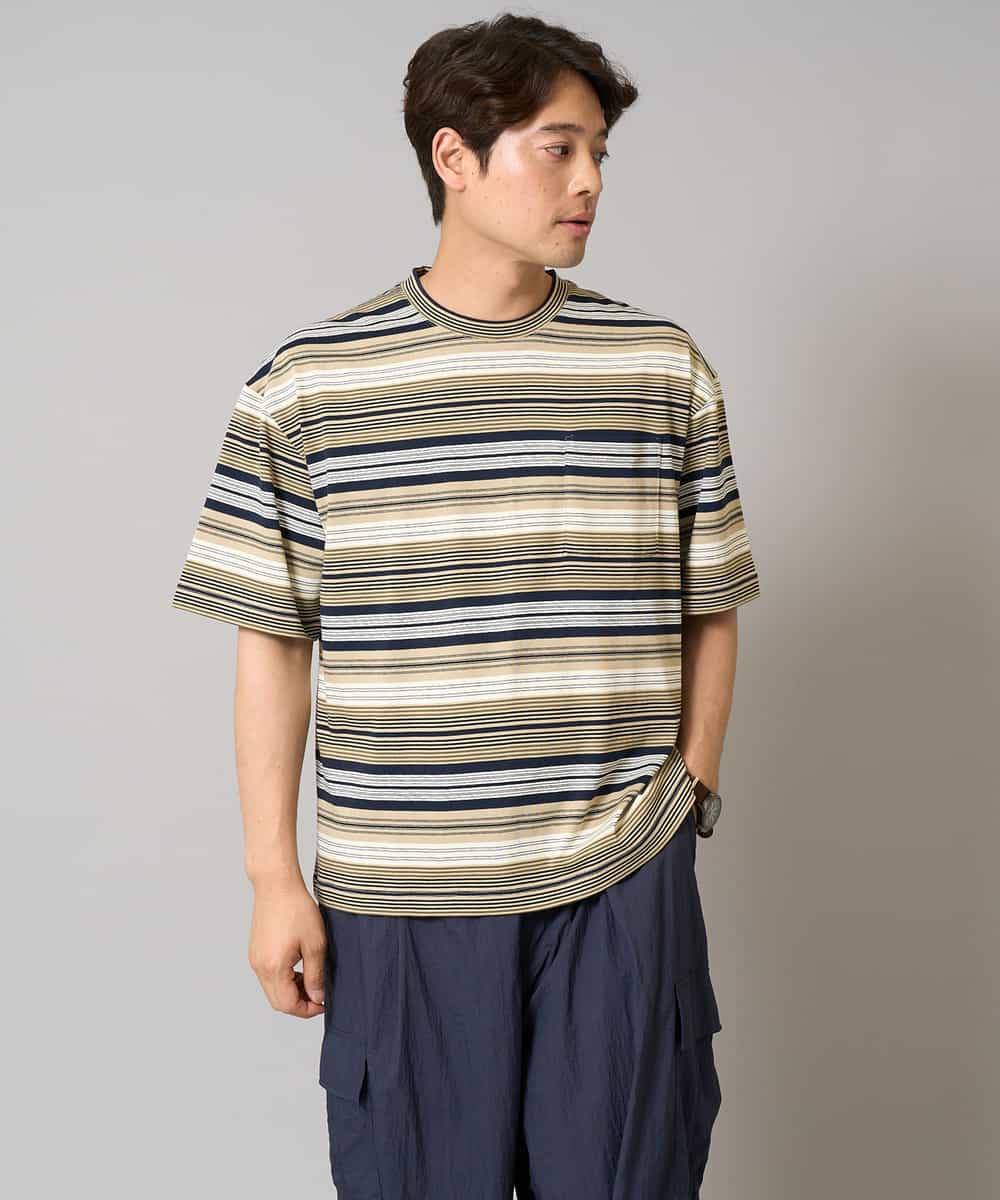接触冷感/毛玉になりにくい】マルチボーダーワイドシルエット