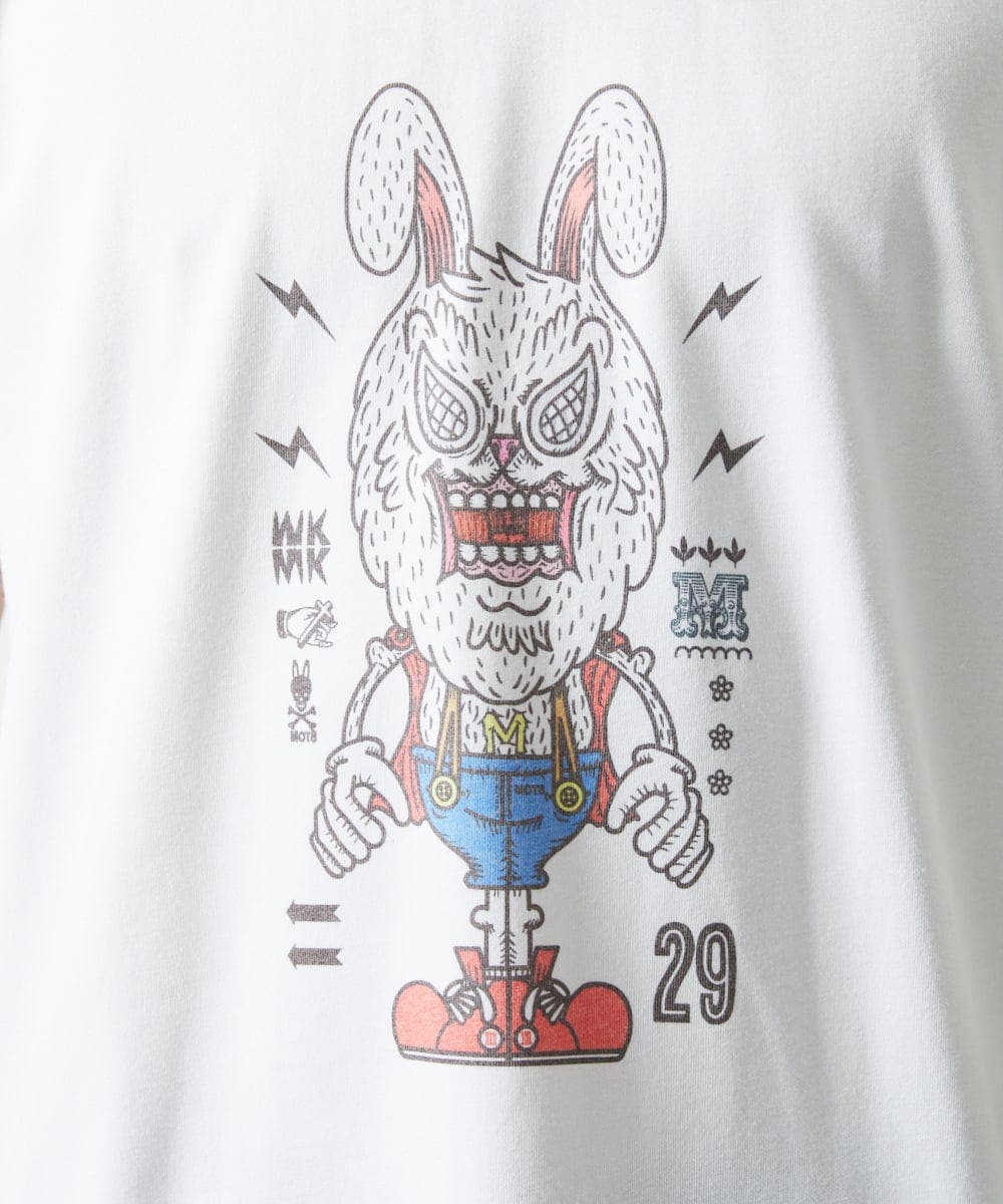 MOT8コラボ・洗える】ウサギプリントTシャツ[品番：ITKW0021731
