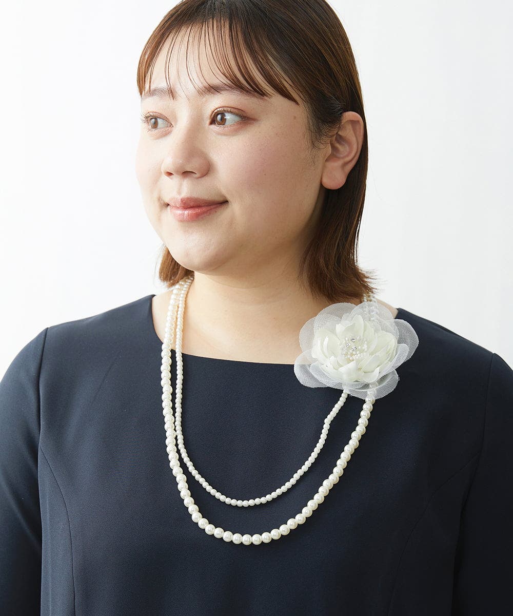 フェイクパールネックレス×コサージュ セット[品番：ITKW0011111