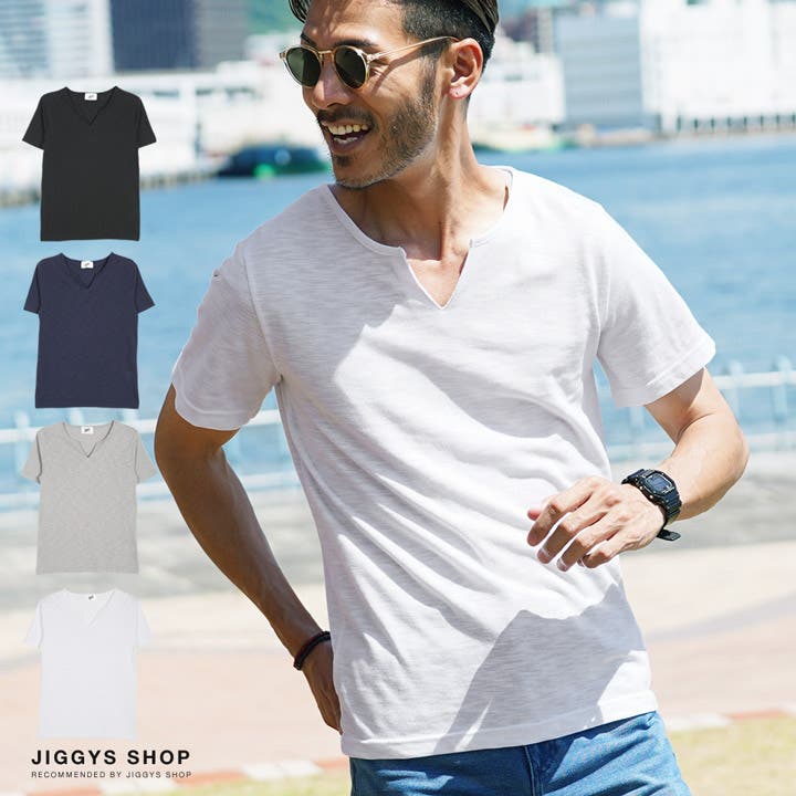 夏服 p706p5g Tシャツ メンズ 韓国 夏服◇スラブ天竺キーネックTシャツ◇[品番