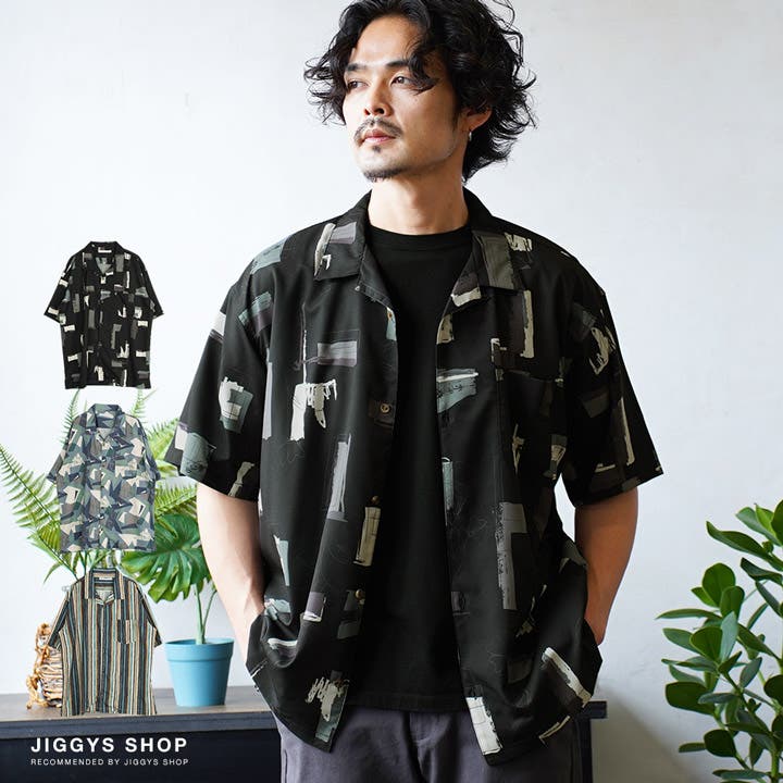 ◇幾何学プリント半袖開襟シャツ◇[品番：JG000013936]｜JIGGYS SHOP