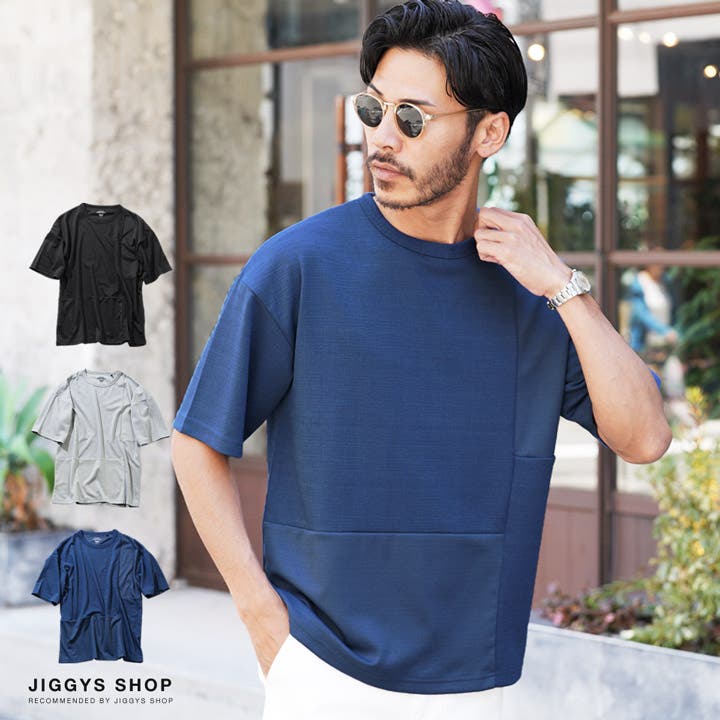 ◇楊柳ジャガード半袖切り替えクルーT◇Tシャツ メンズ おしゃれ[品番