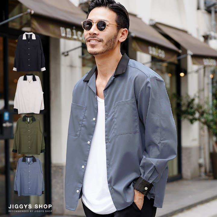 ◇クレリック オープンカラー 長袖シャツ◇[品番：JG000013775