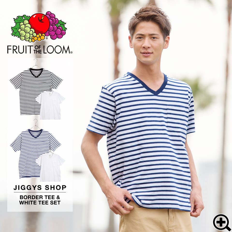 ◇フルーツ2枚組ポケット付VネックパックTシャツ◇Tシャツ メンズ