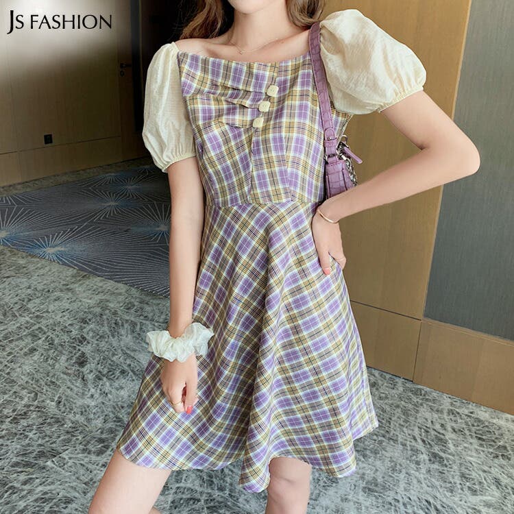 正規店仕入れの ミニワンピース 全2色 チェック柄[品番：JSFW0008473]｜JS ワンピース